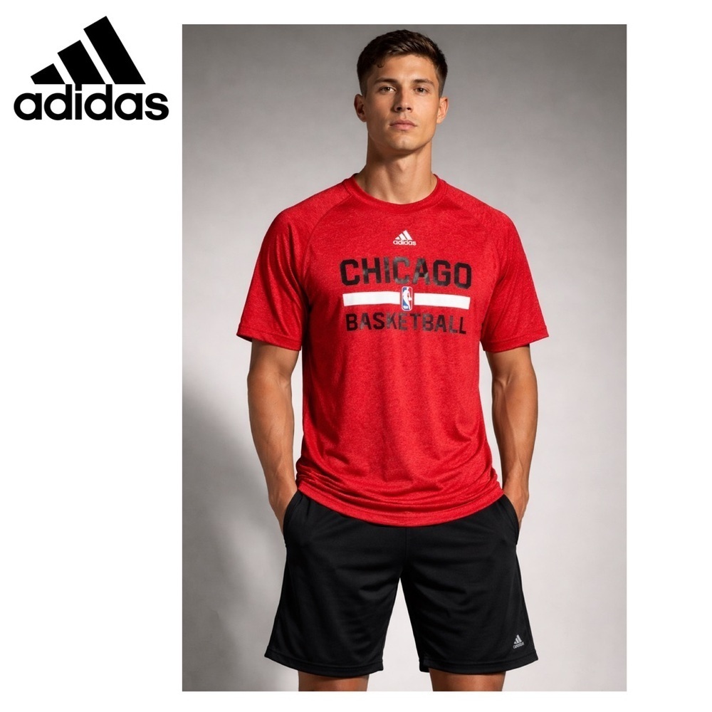 Adidas Chicago basketball red polyester t-shirt